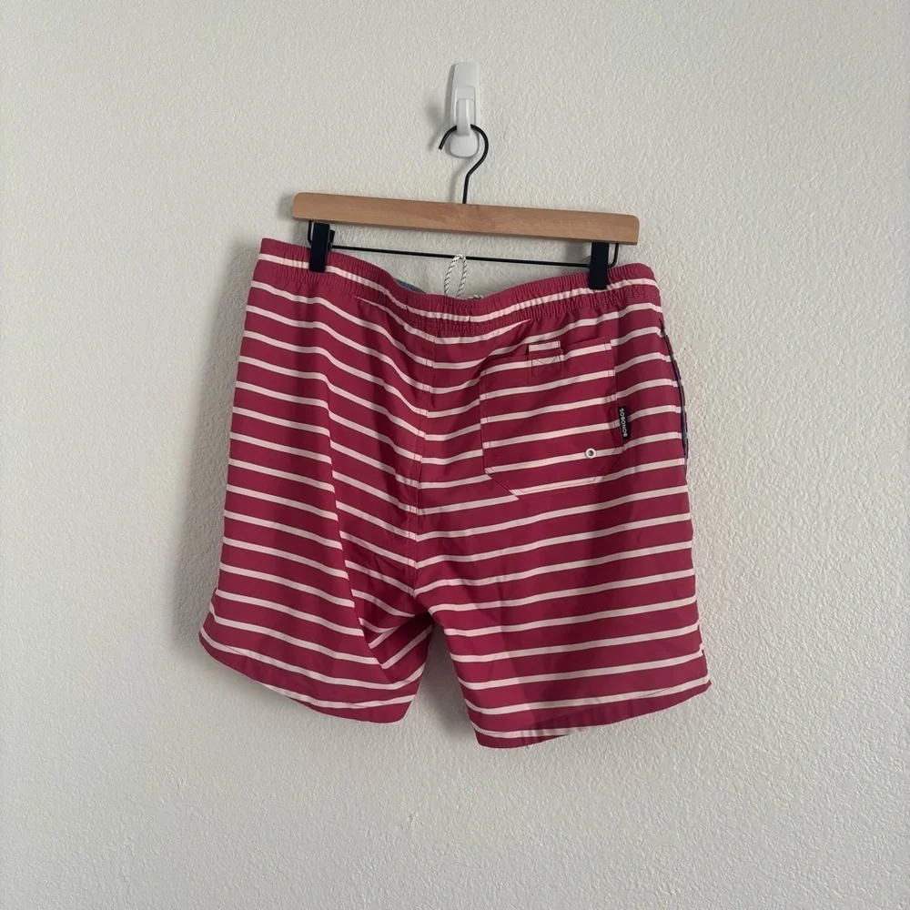 Bonobos Men's Size Medium Pink/White Stripe Swim Trunk Shorts 7